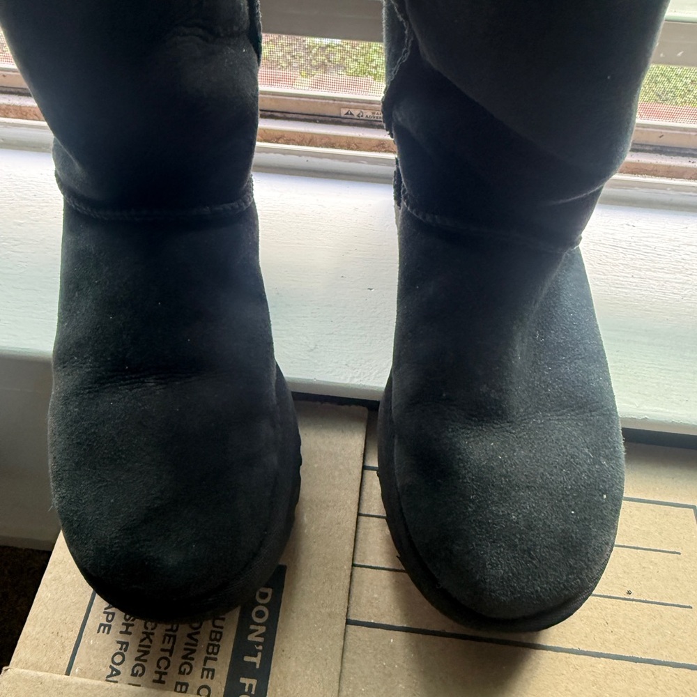 Black Suede Knee-High Boots - Picture 2 of 7